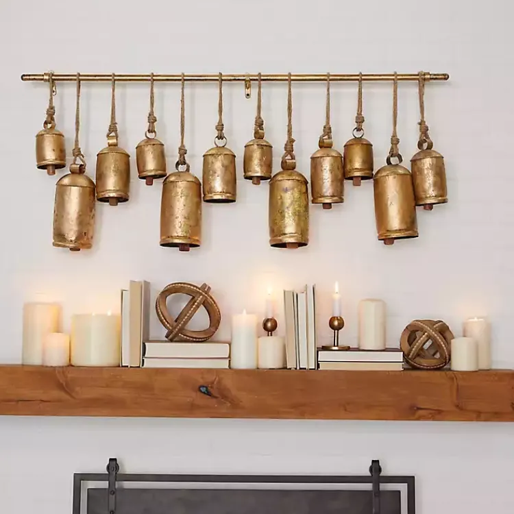 Discount Aged Round Bells Wall Plaque Decorative Accents