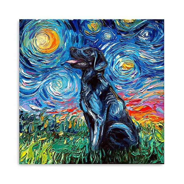 Kirklands Home Canvas Art|Aja Trier Black Lab Starry Night Canvas Print
