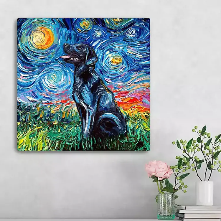 Kirklands Home Canvas Art|Aja Trier Black Lab Starry Night Canvas Print