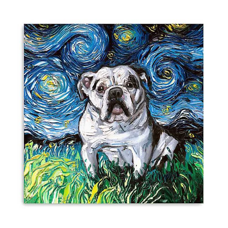 Kirklands Home Canvas Art|Aja Trier Bulldog Starry Night Canvas Art Print