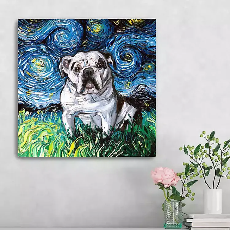 Kirklands Home Canvas Art|Aja Trier Bulldog Starry Night Canvas Art Print