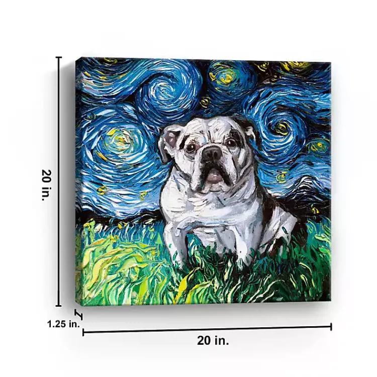 Kirklands Home Canvas Art|Aja Trier Bulldog Starry Night Canvas Art Print