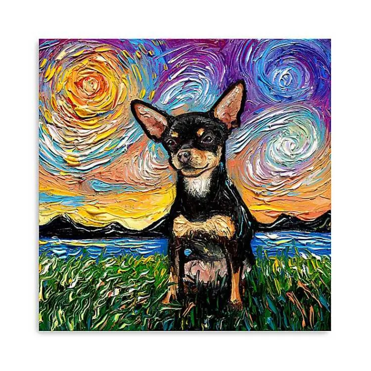 Kirklands Home Canvas Art|Aja Trier Chihuahua Starry Night Canvas Print Multi