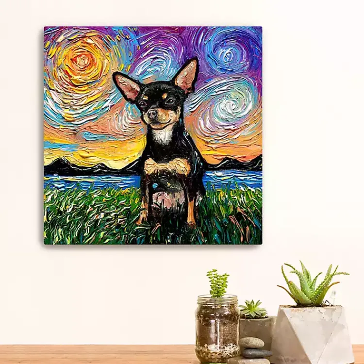 Kirklands Home Canvas Art|Aja Trier Chihuahua Starry Night Canvas Print Multi