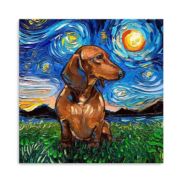 Kirklands Home Canvas Art|Aja Trier Dachshund I Starry Night Canvas Print