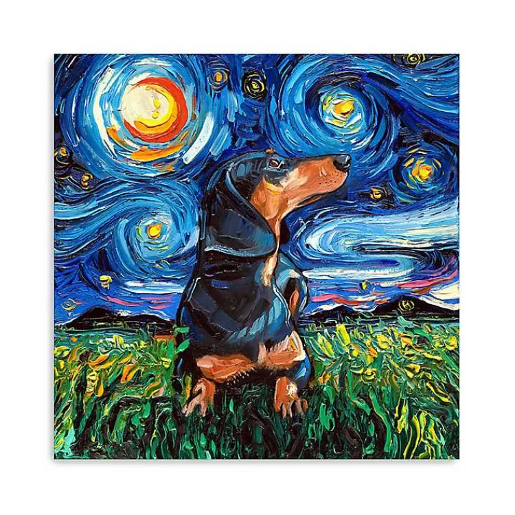 Kirklands Home Canvas Art|Aja Trier Dachshund II Starry Night Canvas Print