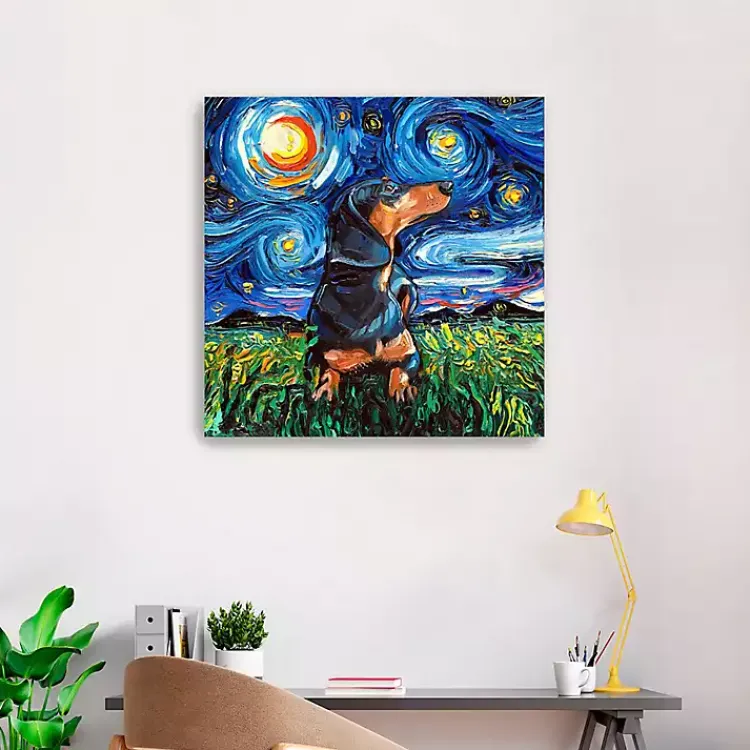 Kirklands Home Canvas Art|Aja Trier Dachshund II Starry Night Canvas Print