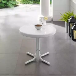 Kirklands Home Outdoor Tables|Alabaster Metal Outdoor Side Table White