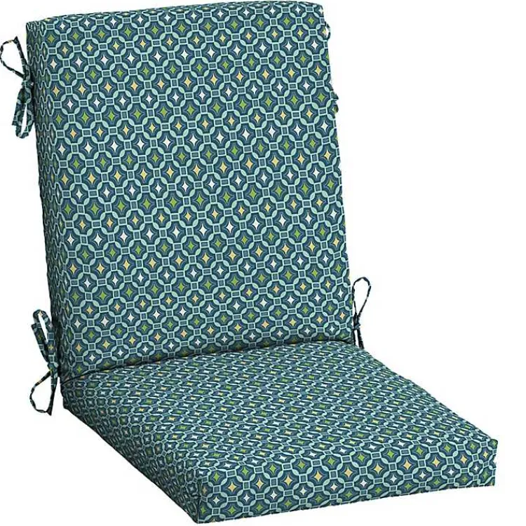 Kirklands Home Outdoor Cushions & Pillows|Alana Tile Luxe Outdoor Dining Chair Cushion Blue