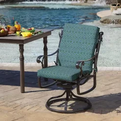 Kirklands Home Outdoor Cushions & Pillows|Alana Tile Luxe Outdoor Dining Chair Cushion Blue
