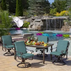 Kirklands Home Outdoor Cushions & Pillows|Alana Tile Luxe Outdoor Dining Chair Cushion Blue