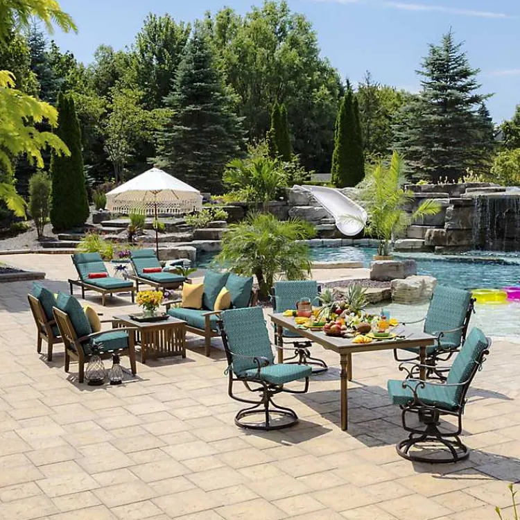 Kirklands Home Outdoor Cushions & Pillows|Alana Tile Luxe Outdoor Dining Chair Cushion Blue