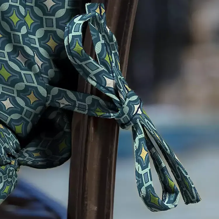 Kirklands Home Outdoor Cushions & Pillows|Alana Tile Luxe Outdoor Dining Chair Cushion Blue