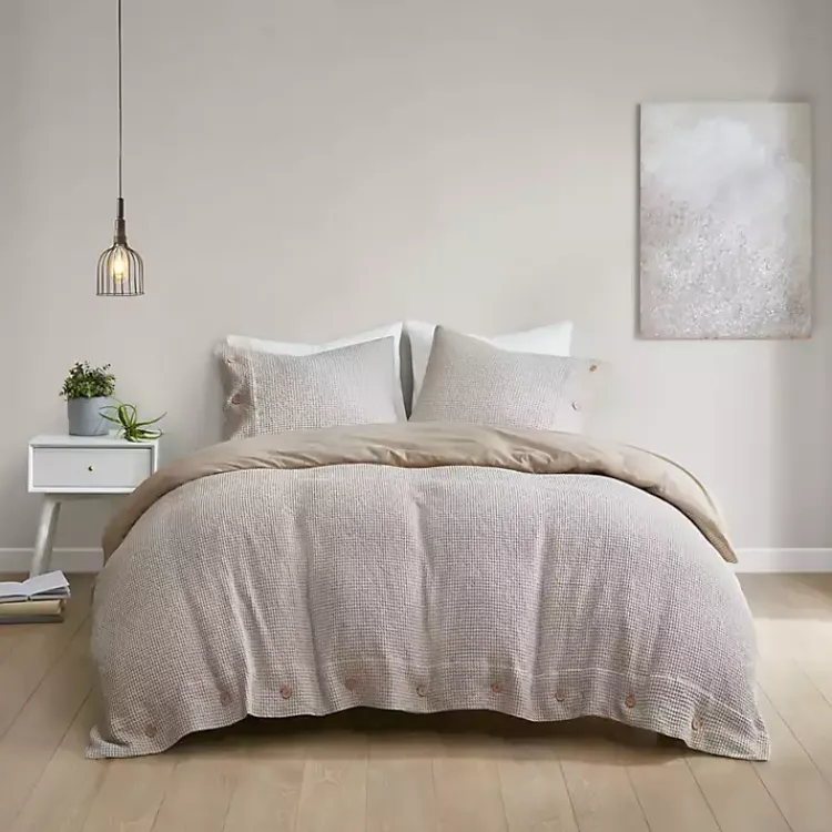 Kirklands Home Duvets|Alaya 4-pc. California King Waffle Duvet Set Tan