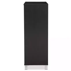 Kirklands Home Entryway Furniture|Aldrich Black Slatted Shoe Storage Cabinet