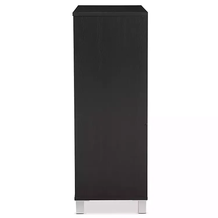 Kirklands Home Entryway Furniture|Aldrich Black Slatted Shoe Storage Cabinet