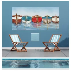 Kirklands Home Outdoor Wall Decor|All in a Row Outdoor Canvas Art Print Blue