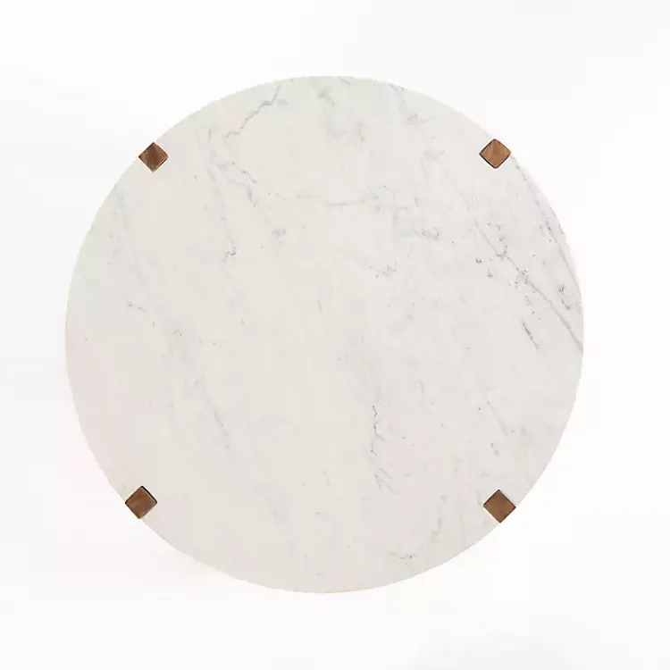 Kirklands Home Coffee Tables|Allen Wood and Marble Round Coffee Table White