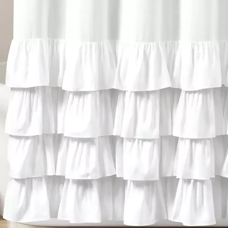 Kirklands Home Shower Curtains|Allison Ruffle Shower Curtain White