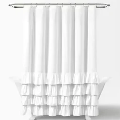 Kirklands Home Shower Curtains|Allison Ruffle Shower Curtain White
