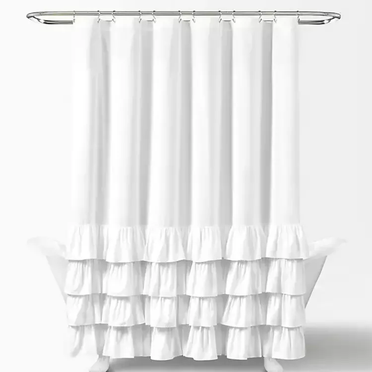 Kirklands Home Shower Curtains|Allison Ruffle Shower Curtain White
