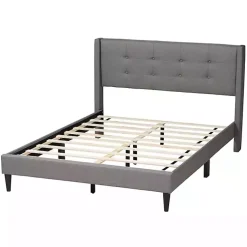 Kirklands Home Beds & Headboards|Amala Button Tufted Queen Bed Frame Gray