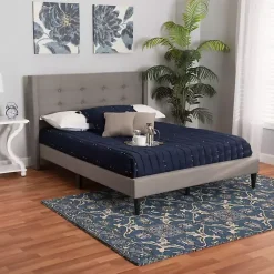 Kirklands Home Beds & Headboards|Amala Button Tufted Queen Bed Frame Gray