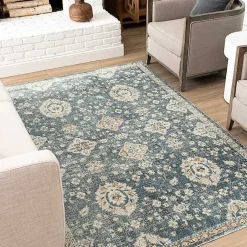 Kirklands Home Area Rugs|Amanda Anthracite Washable Area Rug, 9x6 Blue