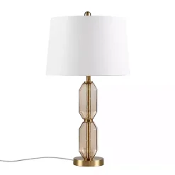 Kirklands Home Table Lamps|Amber Faceted Glass Table Lamp Brown