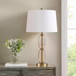 Kirklands Home Table Lamps|Amber Faceted Glass Table Lamp Brown