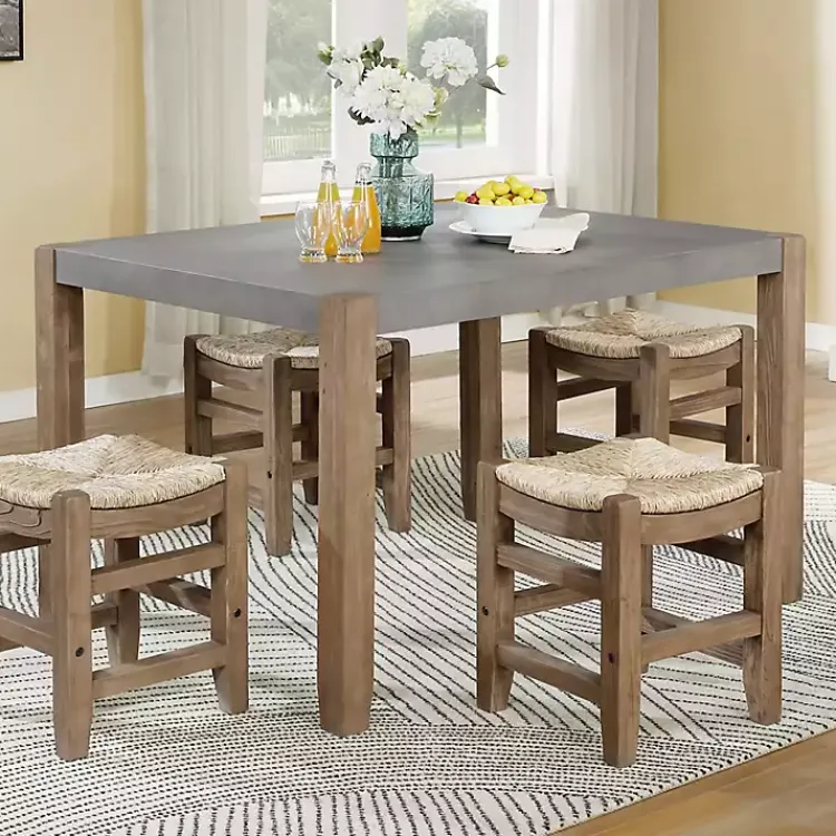 Kirklands Home Dining Tables|Amber Wood Faux Concrete Top Dining Table Brown