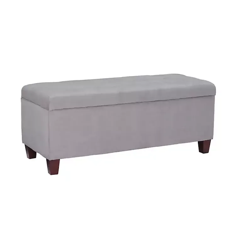 Kirklands Home Entryway Furniture|Amelia Tufted Shoe Storage Ottoman Bench Gray