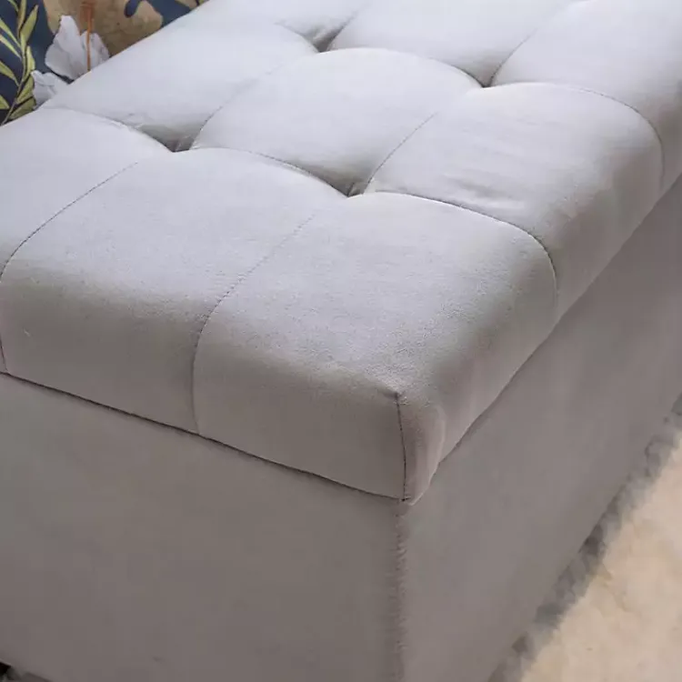 Kirklands Home Entryway Furniture|Amelia Tufted Shoe Storage Ottoman Bench Gray