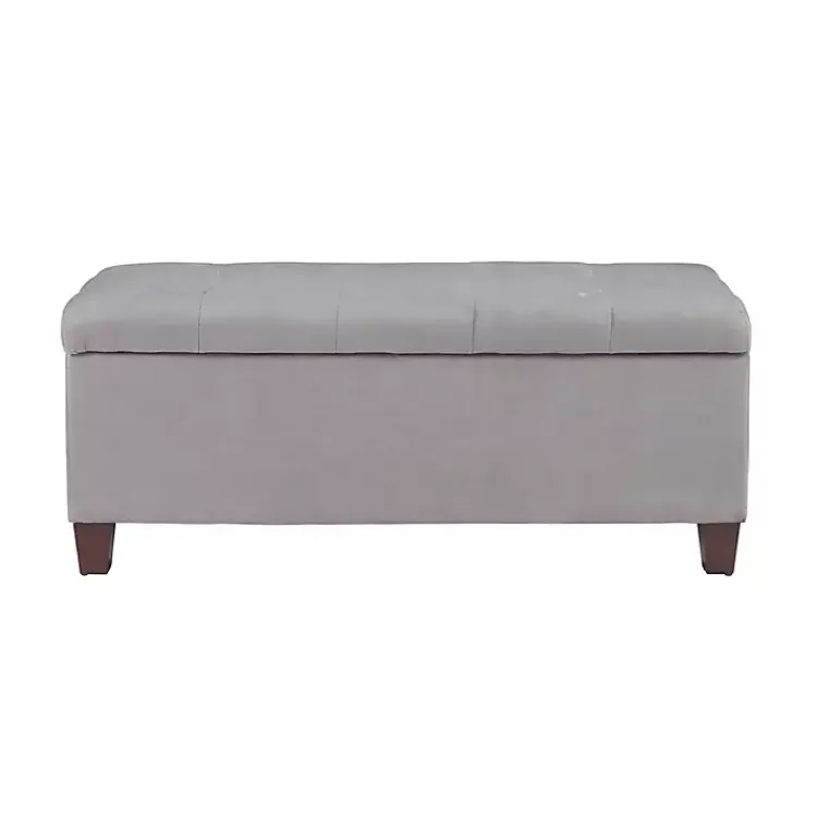 Kirklands Home Entryway Furniture|Amelia Tufted Shoe Storage Ottoman Bench Gray