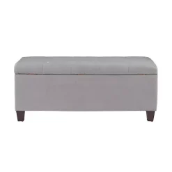 Kirklands Home Entryway Furniture|Amelia Tufted Shoe Storage Ottoman Bench Gray