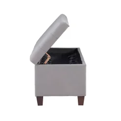Kirklands Home Entryway Furniture|Amelia Tufted Shoe Storage Ottoman Bench Gray