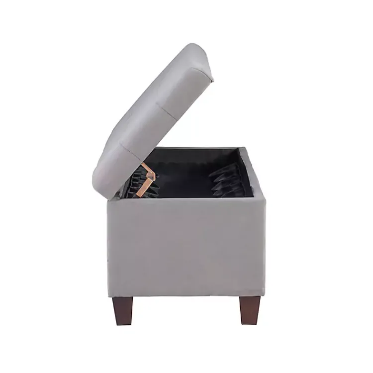 Kirklands Home Entryway Furniture|Amelia Tufted Shoe Storage Ottoman Bench Gray