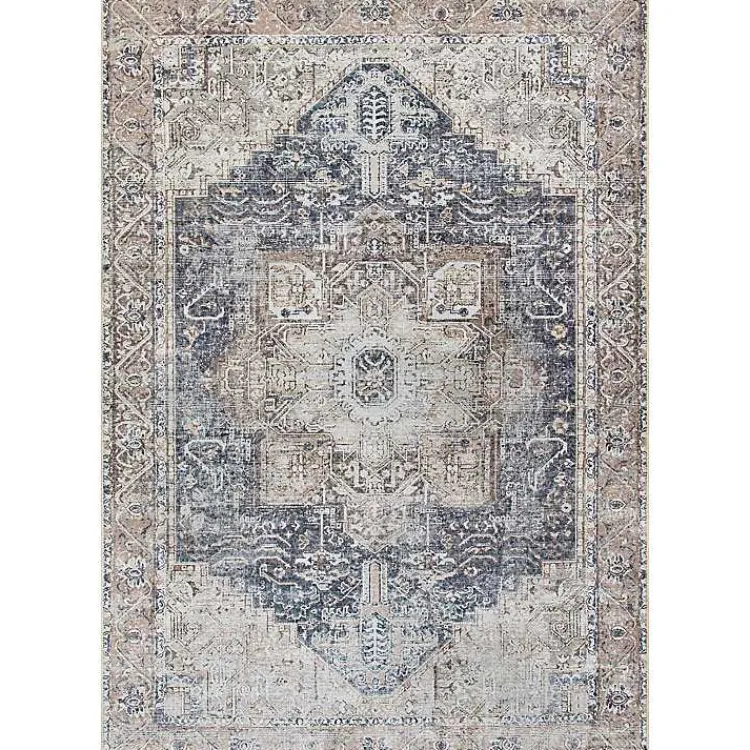 Kirklands Home Area Rugs|Amelie Navy Blue Classic Washable Area Rug, 5x7