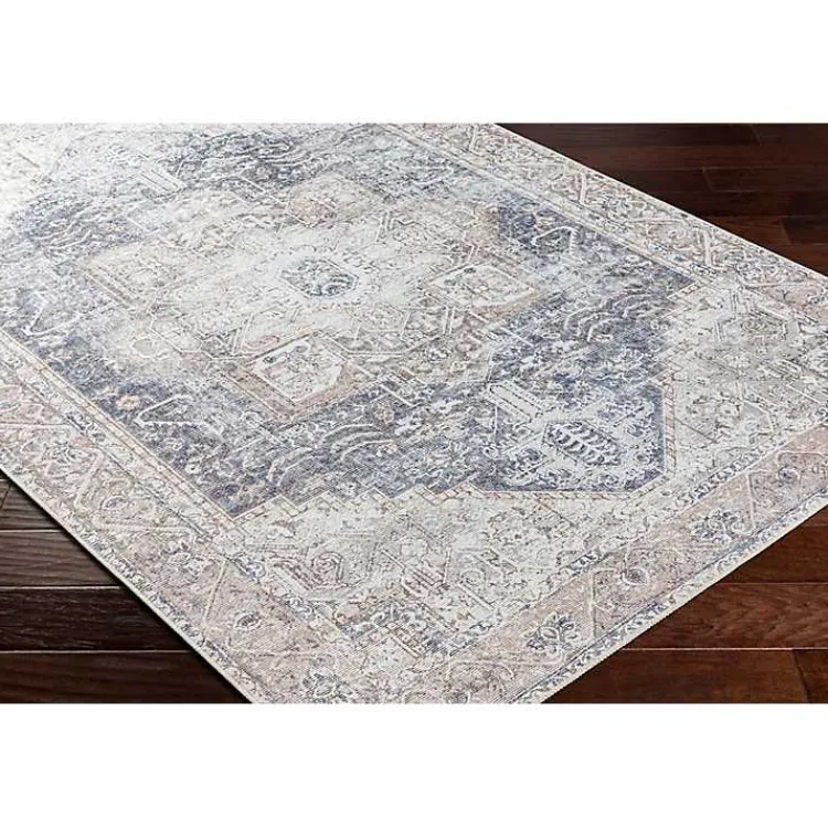 Kirklands Home Area Rugs|Amelie Navy Blue Classic Washable Area Rug, 5x7