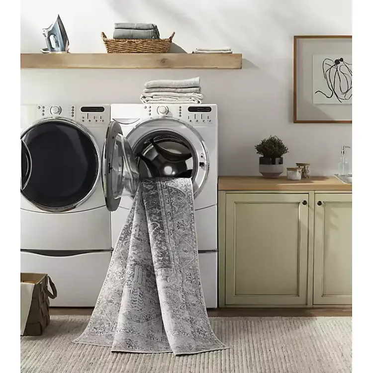 Kirklands Home Area Rugs|Amelie Navy Blue Classic Washable Area Rug, 5x7