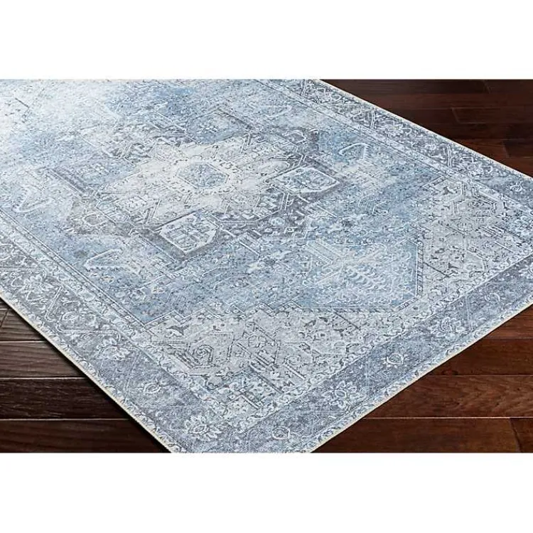 Kirklands Home Area Rugs|Amelie Silver Classic Washable Area Rug, 5x7 Blue