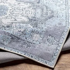 Kirklands Home Area Rugs|Amelie Silver Classic Washable Area Rug, 7x10 Blue