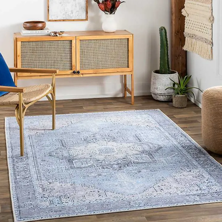 Kirklands Home Area Rugs|Amelie Silver Classic Washable Area Rug, 8x12 Blue