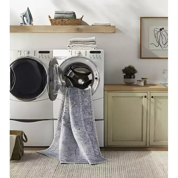 Kirklands Home Area Rugs|Amelie Silver Classic Washable Area Rug, 8x12 Blue