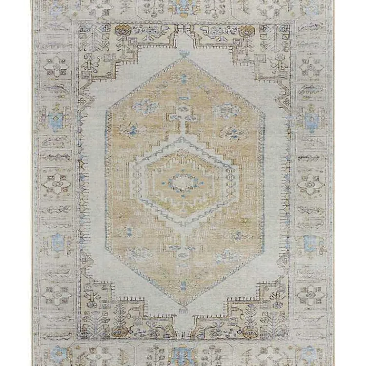 Kirklands Home Area Rugs|Amelie Yellow Traditional Washable Area Rug, 7x10