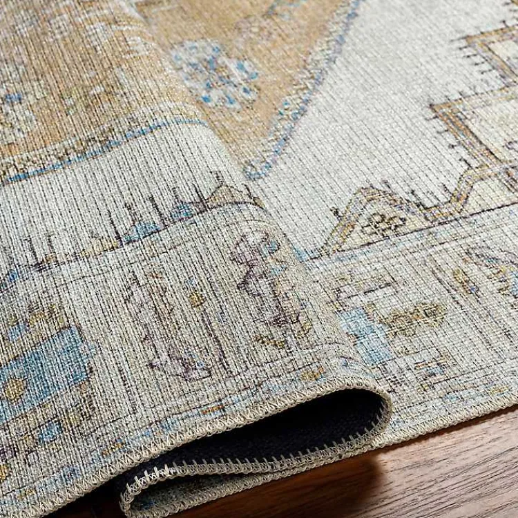 Kirklands Home Area Rugs|Amelie Yellow Traditional Washable Area Rug, 7x10