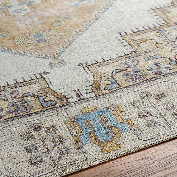 Kirklands Home Area Rugs|Amelie Yellow Traditional Washable Area Rug, 7x10