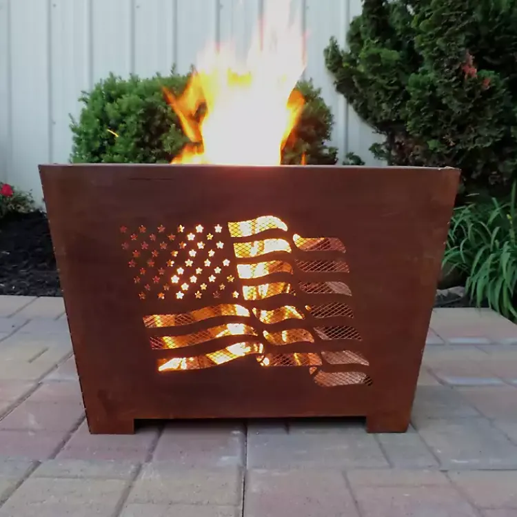 Kirklands Home Fire Pits|American Flag Box Fire Pit Orange