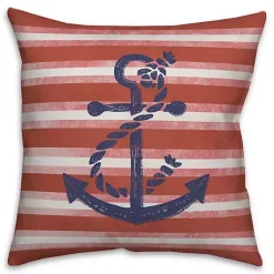 Kirklands Home Outdoor Cushions & Pillows|Anchor and Red Stripes Indoor/Outdoor Pillow