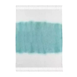 Angel Blue Shibori Slab Fringe Throw Blankets & Throws